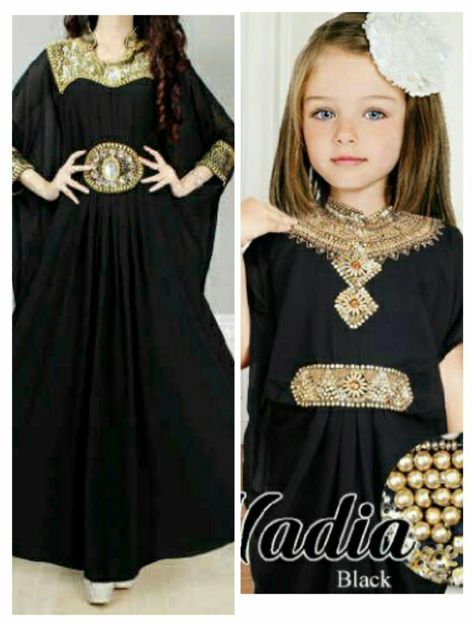 kaftan gamis satin ceruty couple ibu dan anak