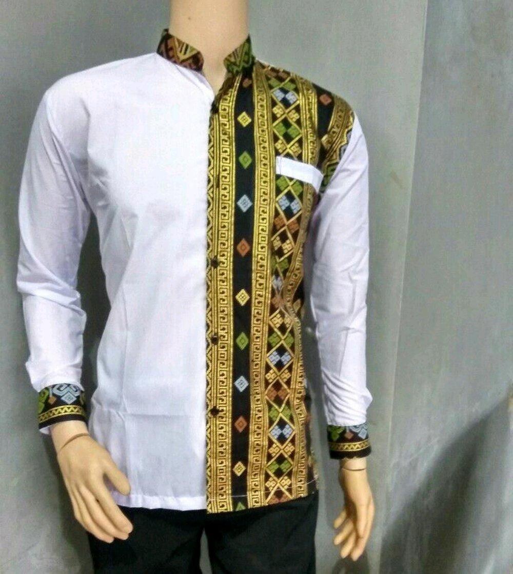 kemeja batik pria - baju koko pria putih kombinasi di lapak BATIK MURAH JAYA aisyah_isa546