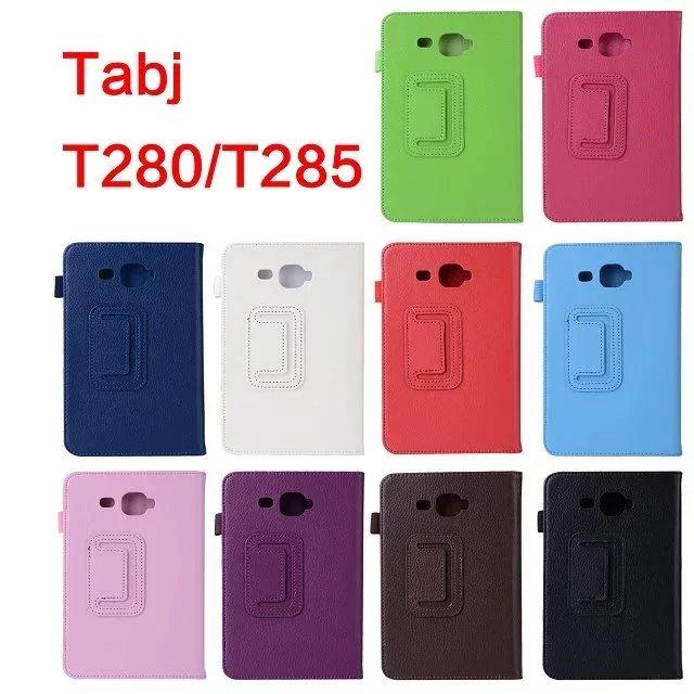 1 Pc/lot Anda Samsung Galaksi Tab Sebuah A6 7.0 SM-T280 SM-T285 Penyangga PU Kulit Lipat Sarung Case Anda Samsung T280 t285 Multi Warna