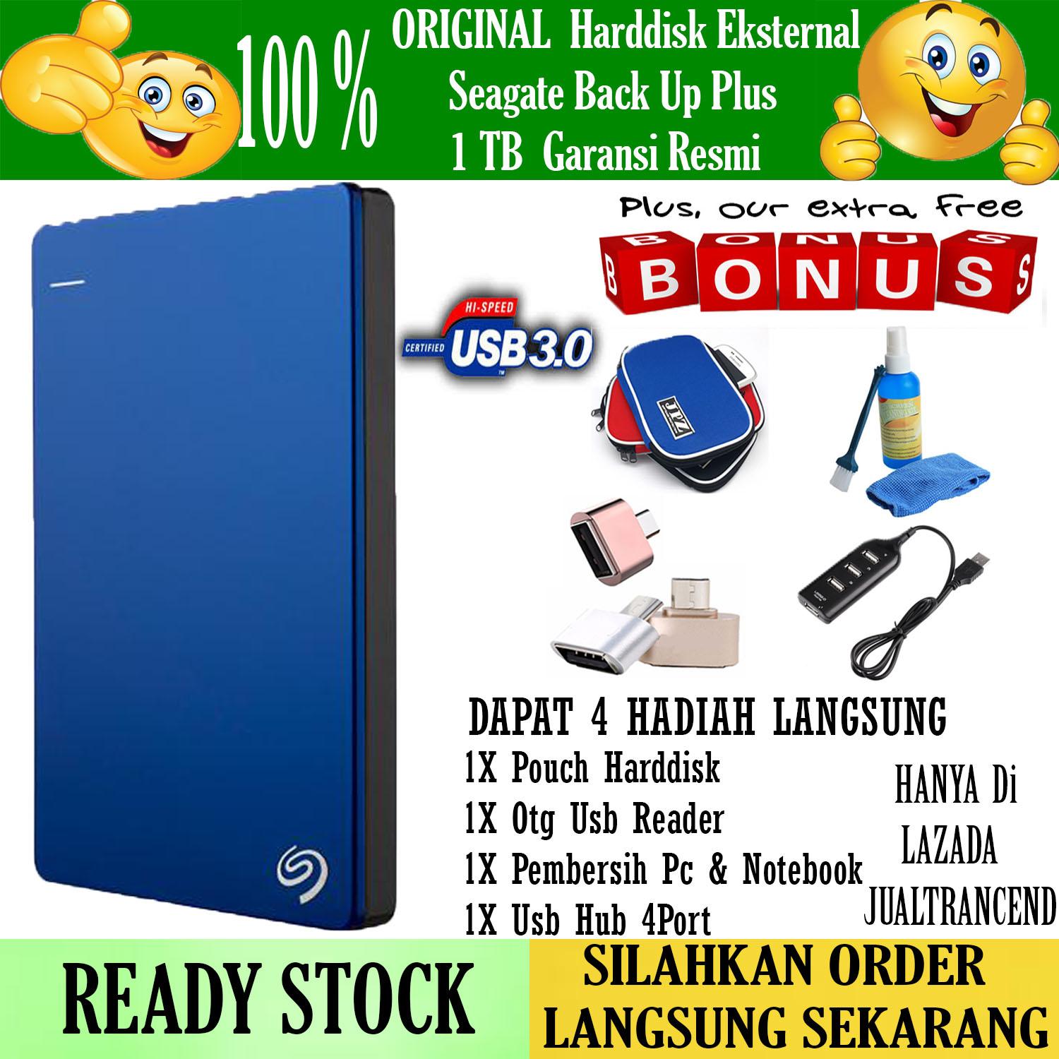 Seagate Backup Plus Slim 1TB - HDD - HD - Hardisk External 2.5 + Gratis Pouch Harddisk + Otg Android + Cleaning Kit ( Pembersih PC & Notebook + Usb Hub 4Port