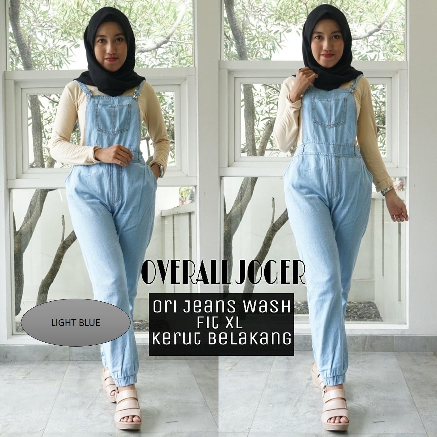Baju Overall Jeans Jogger Tidak Sobek Sobek Tanpa Dalaman - Celana Kodok Baju Kodok Setelan Wanita Muslimah Celana Panjang Casual Jumpsuit Muslim Jumpsuit Murah