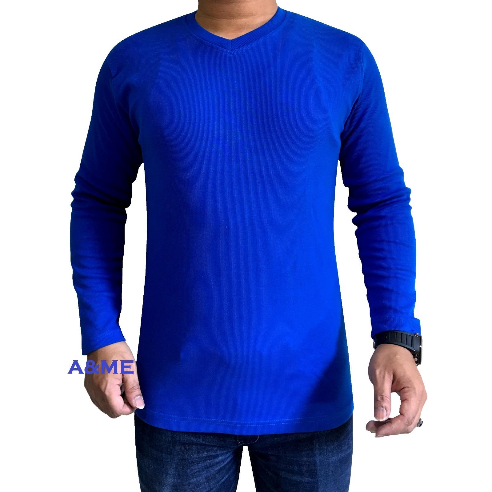 A&ME-Kaos Polos Lengan Panjang 100% Cotton O-Neck Twotone Rip Baju Fashion Atasan Pria Wanita Cowok Cewek Santai Simple Keren Moderen Formal Casual Elegan Murah Bagus Olah Raga