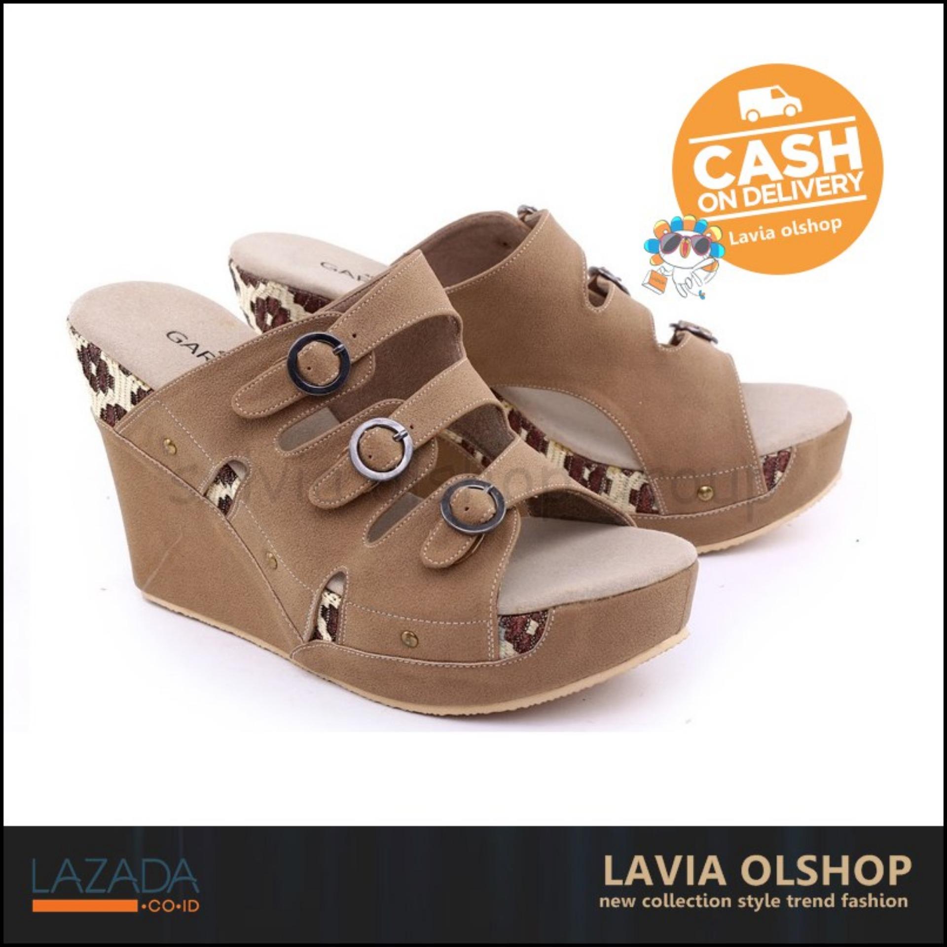 Shoes Sandal Wedges  Wanita Lucu Dan Modis Model Terbaru GRD 4312 - Coklat