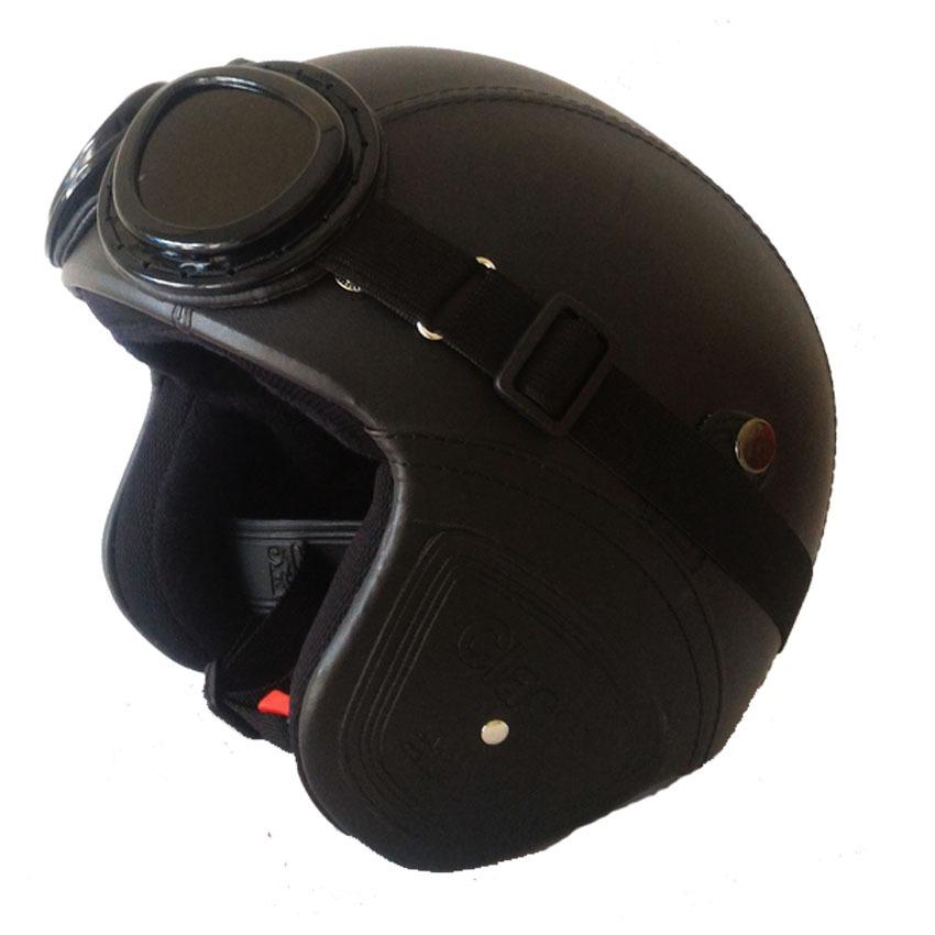 Helm Retro Pororo Kacamata Klasik Dewasa/Remaja Style Asiikk - Hitam Polos
