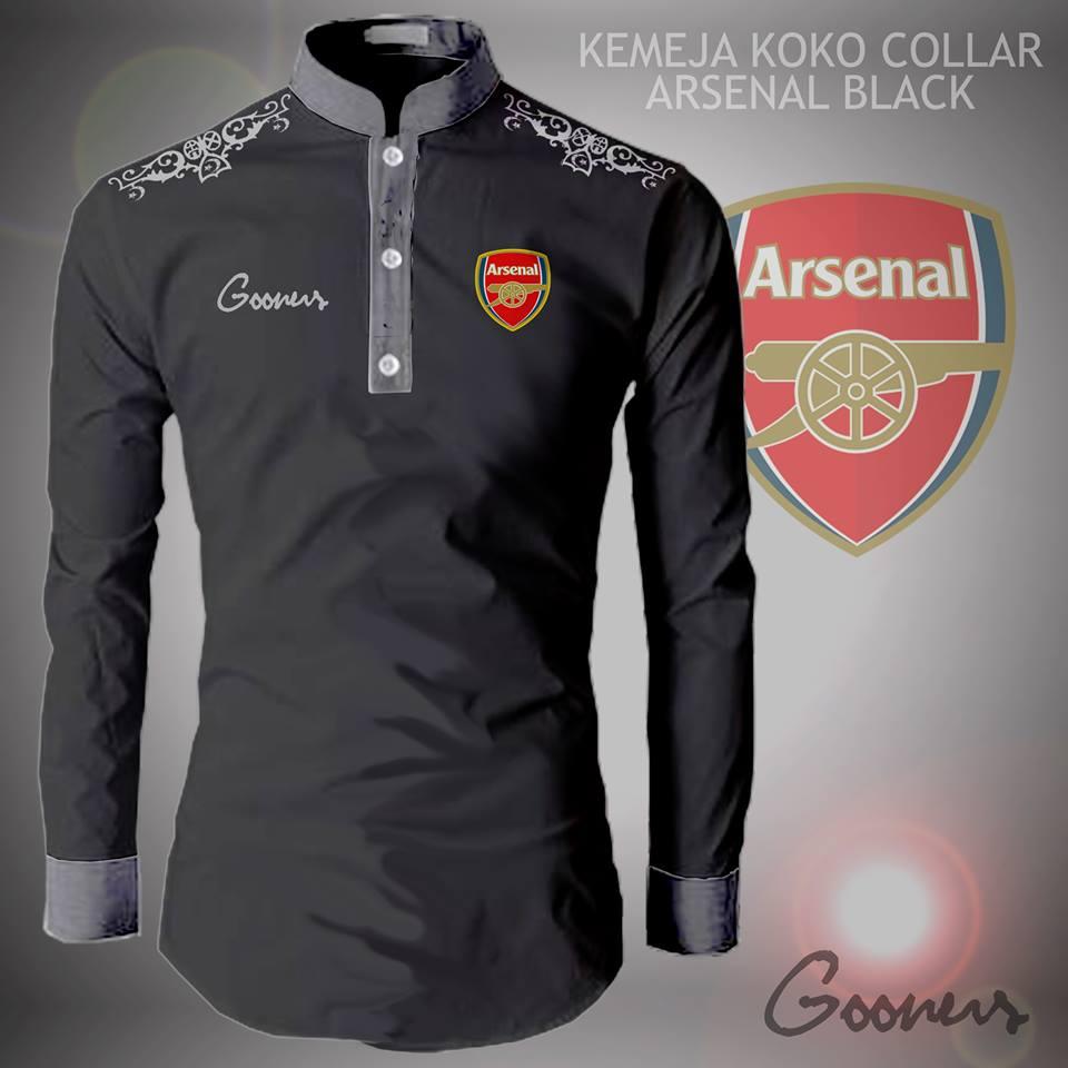 Dominic Baju Koko Pria Bola | Kemeja Koko Pria Bola | Kemeja Muslim Pria Bola Club ARSENAL Bahan Katun twist
