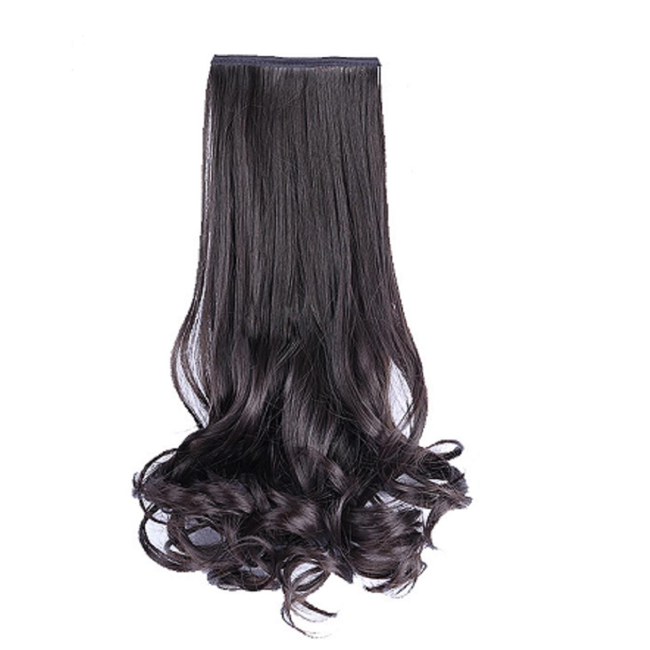 Ladies Clip in Curly Wave Hair Extensions Wigs Ponytail Hairpieces 48cm (Black) - intl