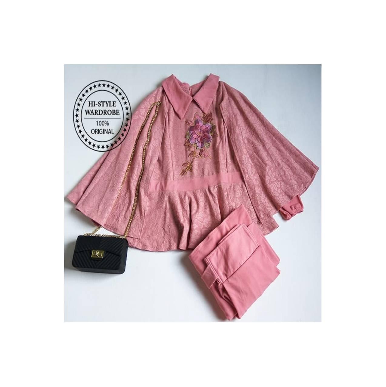 Setelan Maxi Dress Cape Mewah Elegan Baju Muslim Wanita Gamis Modern