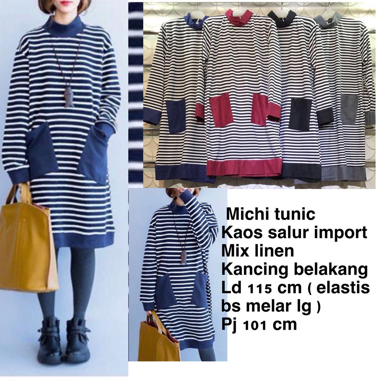 Michi Tunik Wanita Kaos Salur Import / Tunik Cewek / Atasan