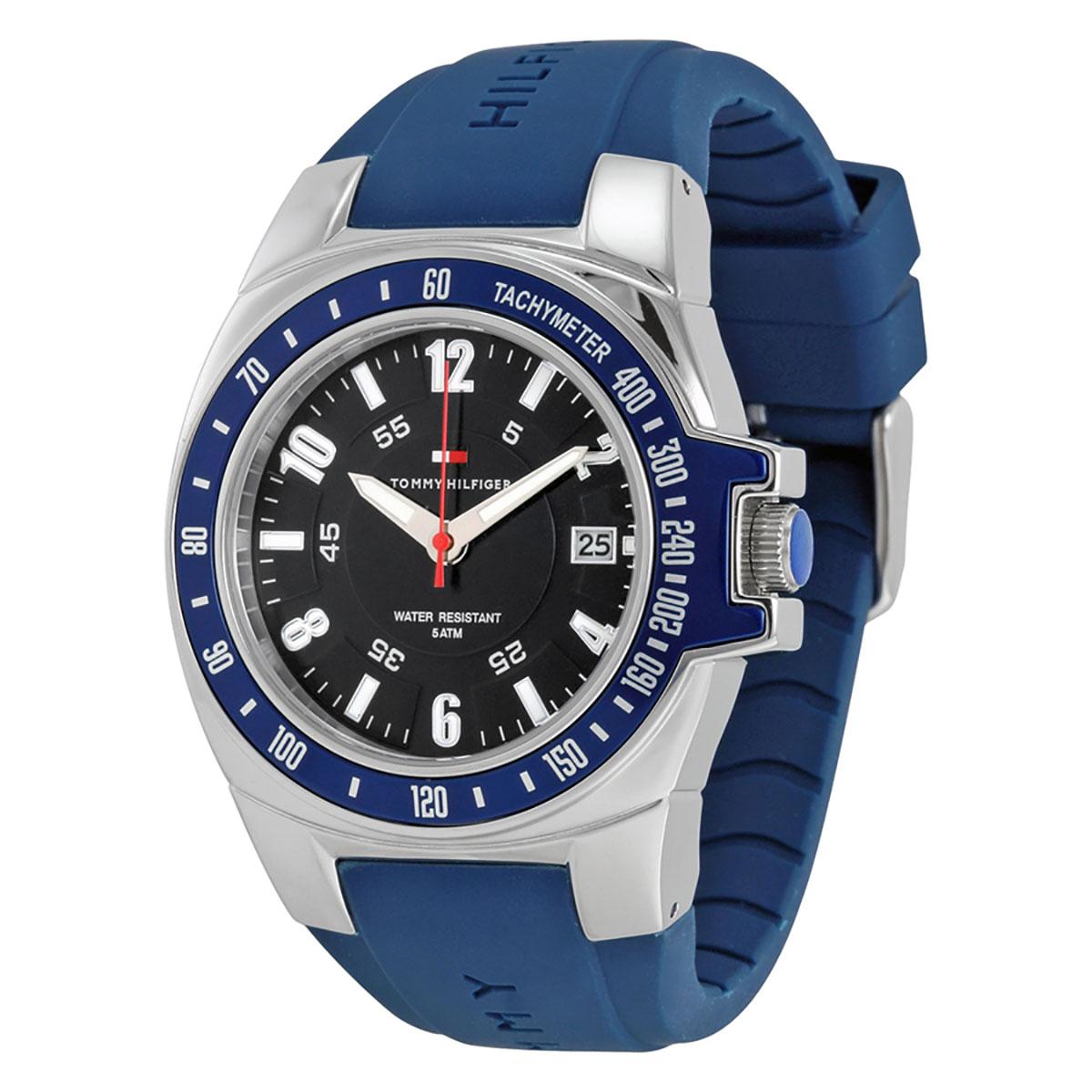 Tommy Hilfiger Tommy Hilfiger Riverside Blue Stainless-Steel Case Rubber Strap Mens NWT + Warranty 1790483