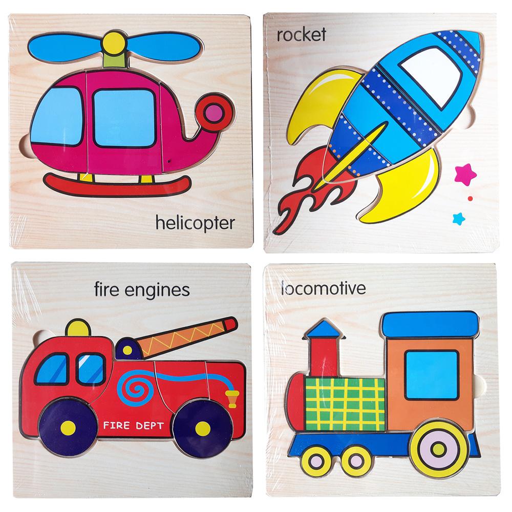 AA Toys 4 Pcs Puzzle Motif Random 15cm x 15cm - Mainan Anak Puzzle kayu