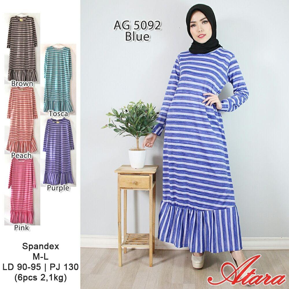 Gamis salur babyterry AG5092 sweet gamis maxi muslim / gamis garis garis / gamis kaos / gamis rayon / gamis murah / gamis real pic