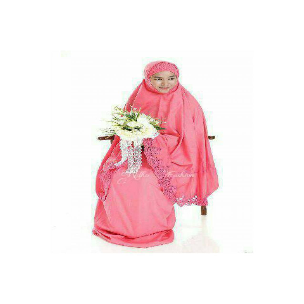 Mukenah Kerancang Khas Bukittinggi Pink Salem / Tradisional Minang