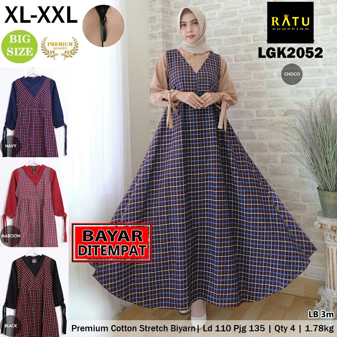 RATU SHOPPING Gamis jumbo size XL XXL Spesial lebaran baju muslim idul fitri ramadhan ceria LGK2052