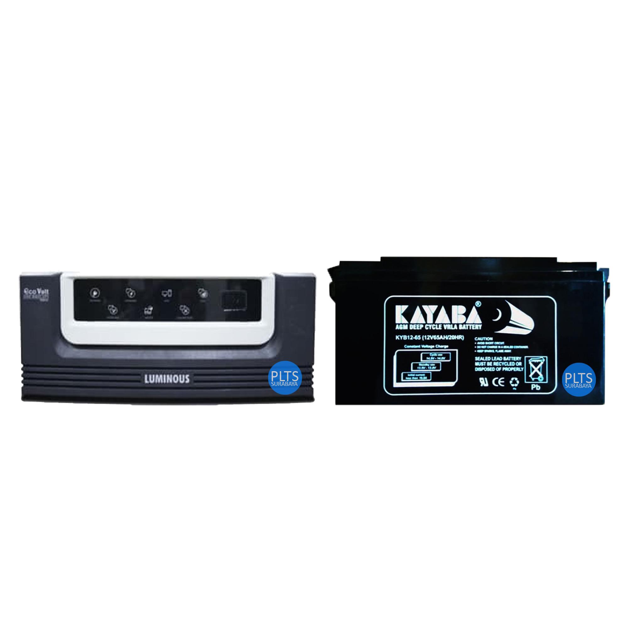 Paket Hemat Luminous ECOVOLT 900VA + Aki Kering VRLA Kayaba 12V 65Ah