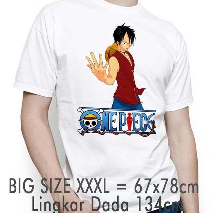 Kaos Anime One Piece Luffy #3 Putih Big Size Ukuran Besar ( Distro