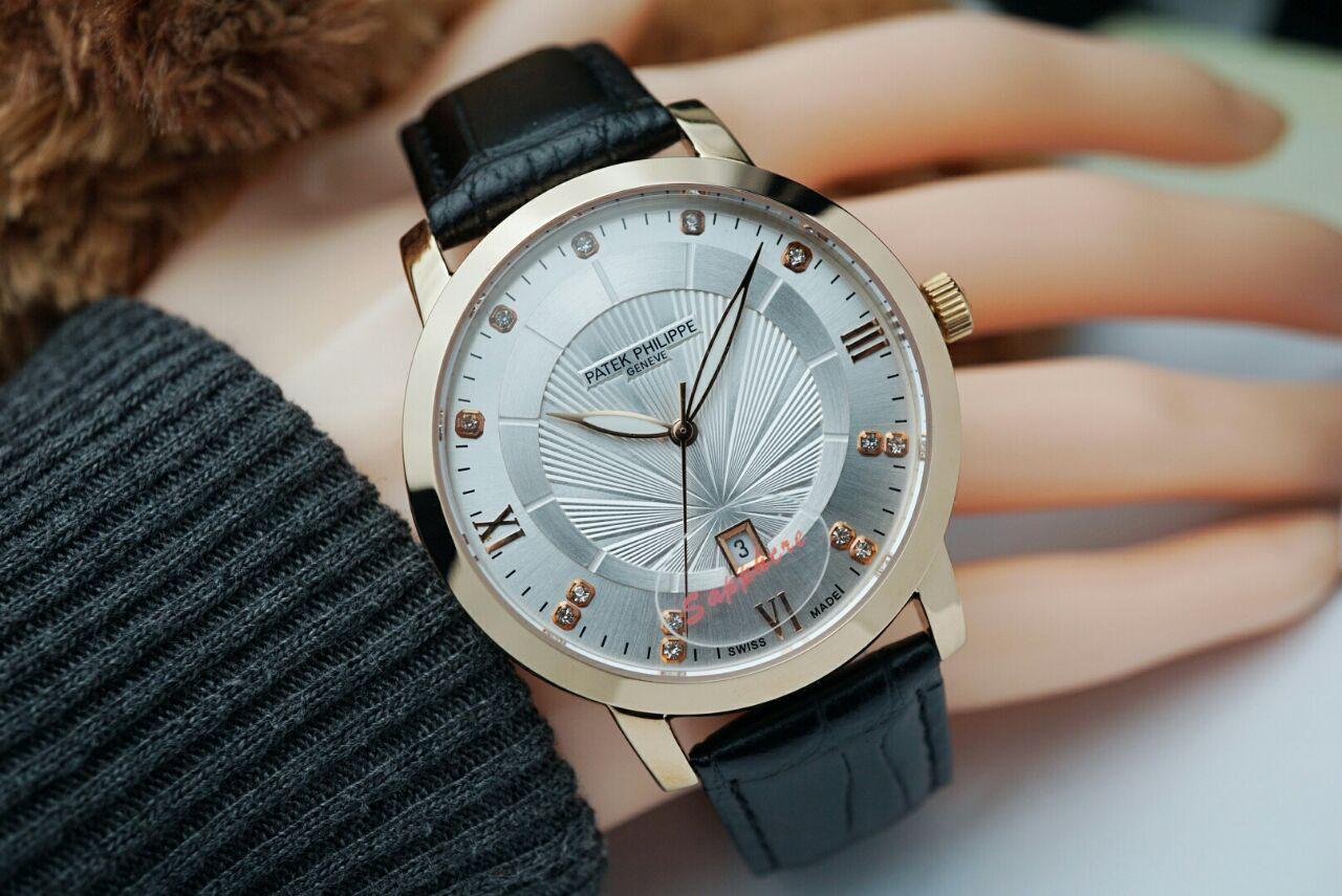 Jam Tangan Patek Philippe Monokrom Premium - Limited Edition Elegan Mewah Series-Pria Wanita Formal Kasual Terbaru-Women Men Trendy Watch-Leather Original Strap-Kulit Stainless Kekinian Sporty Fashionable Free 2 Sony Battery & Exclusives Autenthic Box