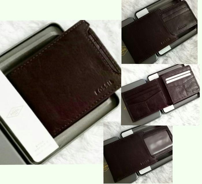 Dompet pria fossil original mens wallet lincoln bifold sliding 2 in 1