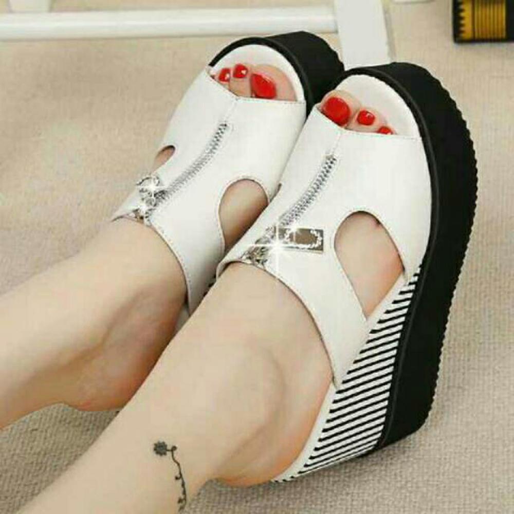 Sandal Wanita Wedges Cewek Salur Cantik Lucu Murah