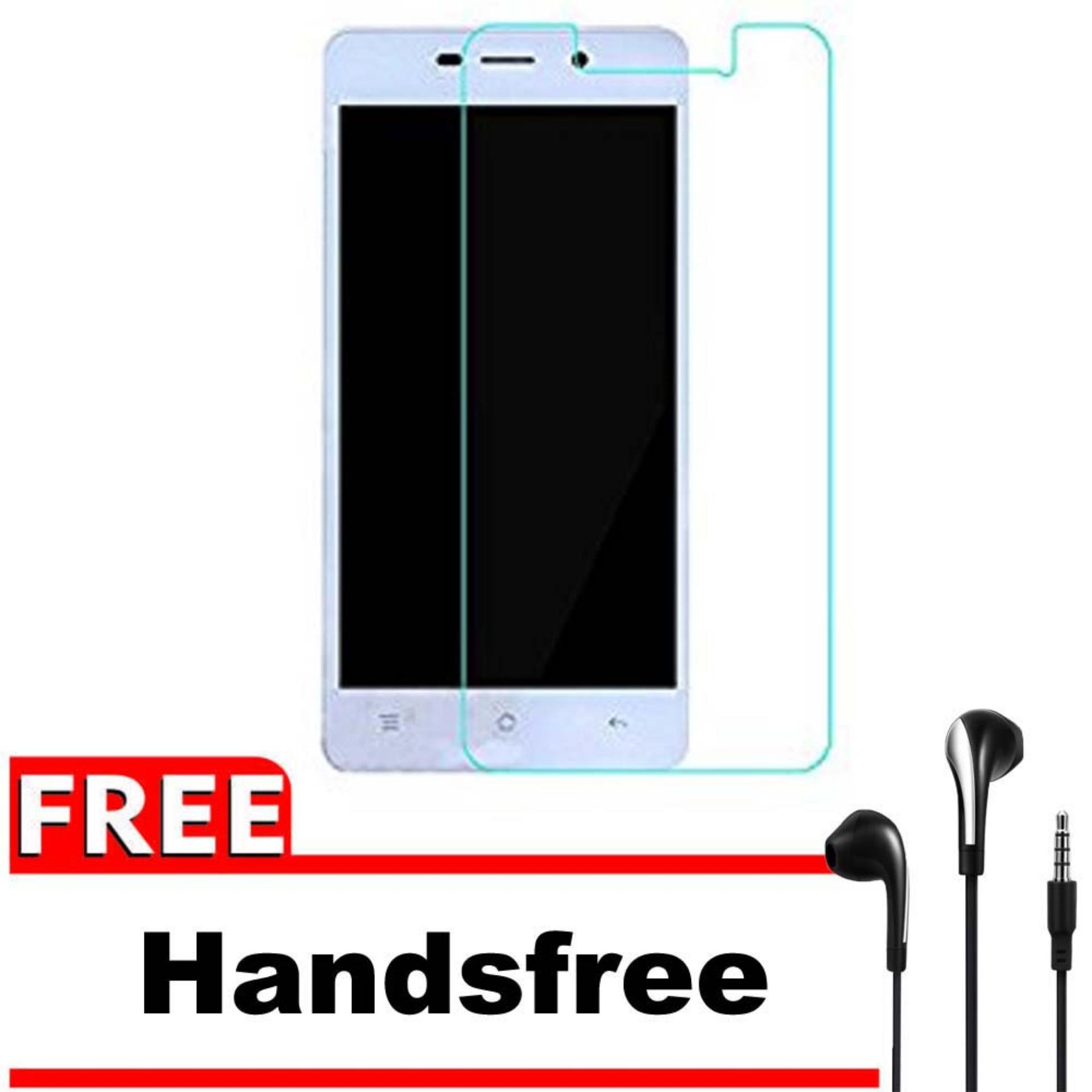 Vn Oppo Joy 3 / A11 / A11W / A11T Tempered Glass Screen Protector 0.32mm - Anti Crash Film + Gratis Free Handsfree Earphone Headset Universal - Bening Transparan