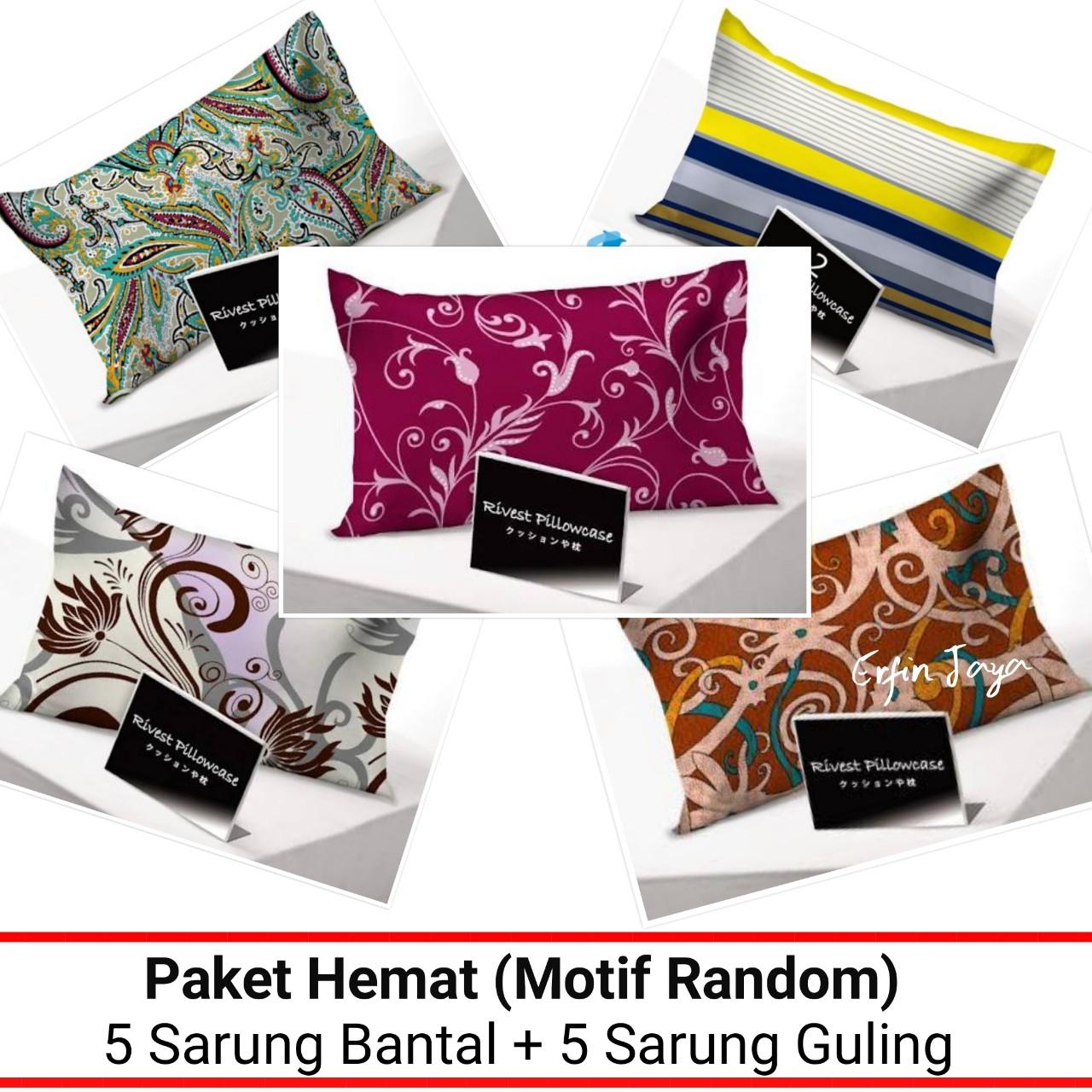 RIVEST Sarung Bantal Guling Premium - Isi 5 Sarung Bantal & 5 Sarung Guling