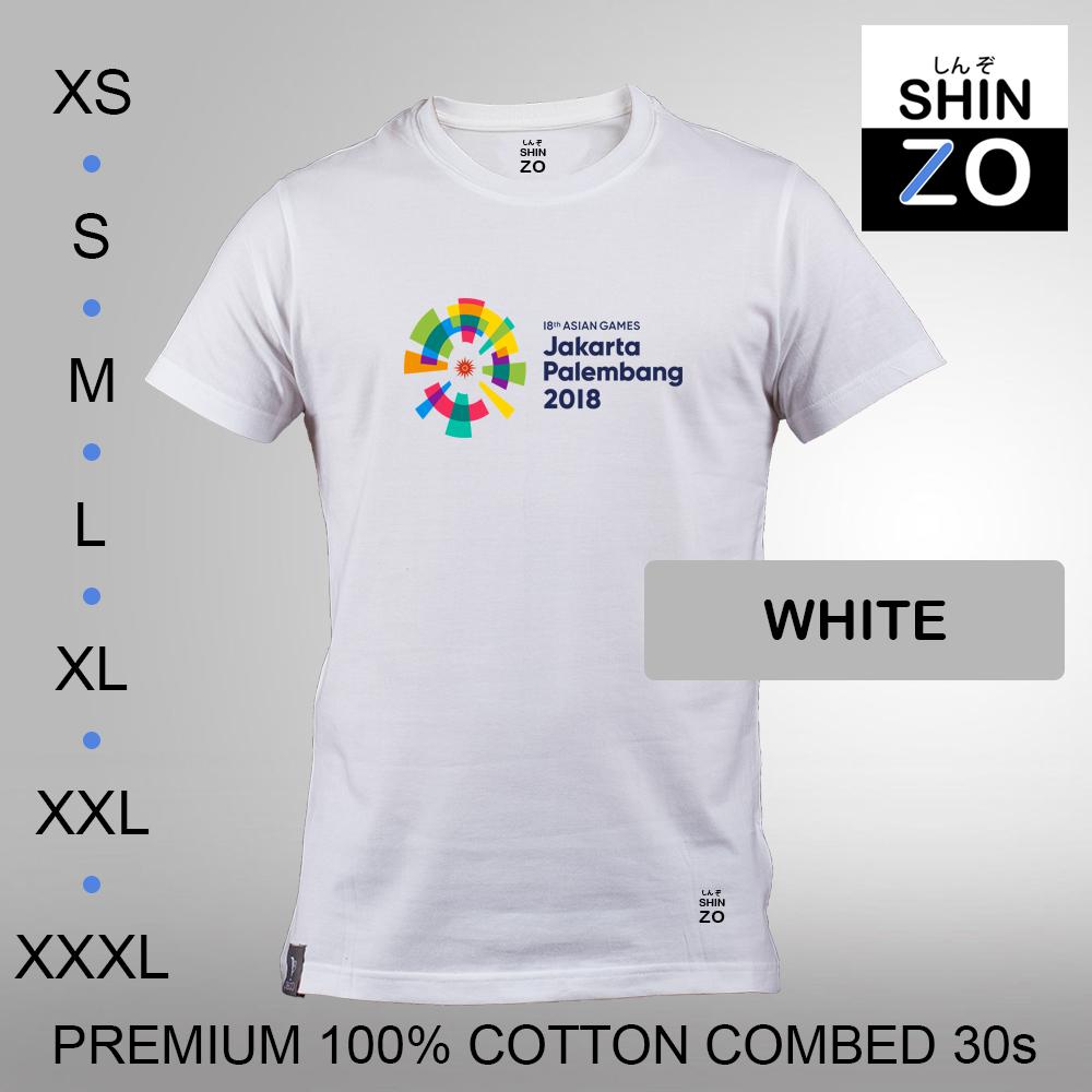 Shinzo Design - Kaos Oblong Distro T Shirt Tee Casual Fashion Atasan Cloth Anime Custom - Premium Cotton Combed 30s Ring Spun Export Quality - Pria - 18th Asian Games 2018 Jakarta Palembang - White Putih