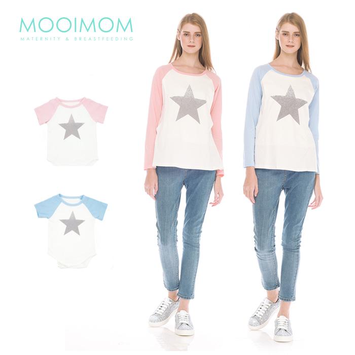 MOOIMOM Star Long Sleeve Nursing T-shirt Couple Baju Hamil Menyusui