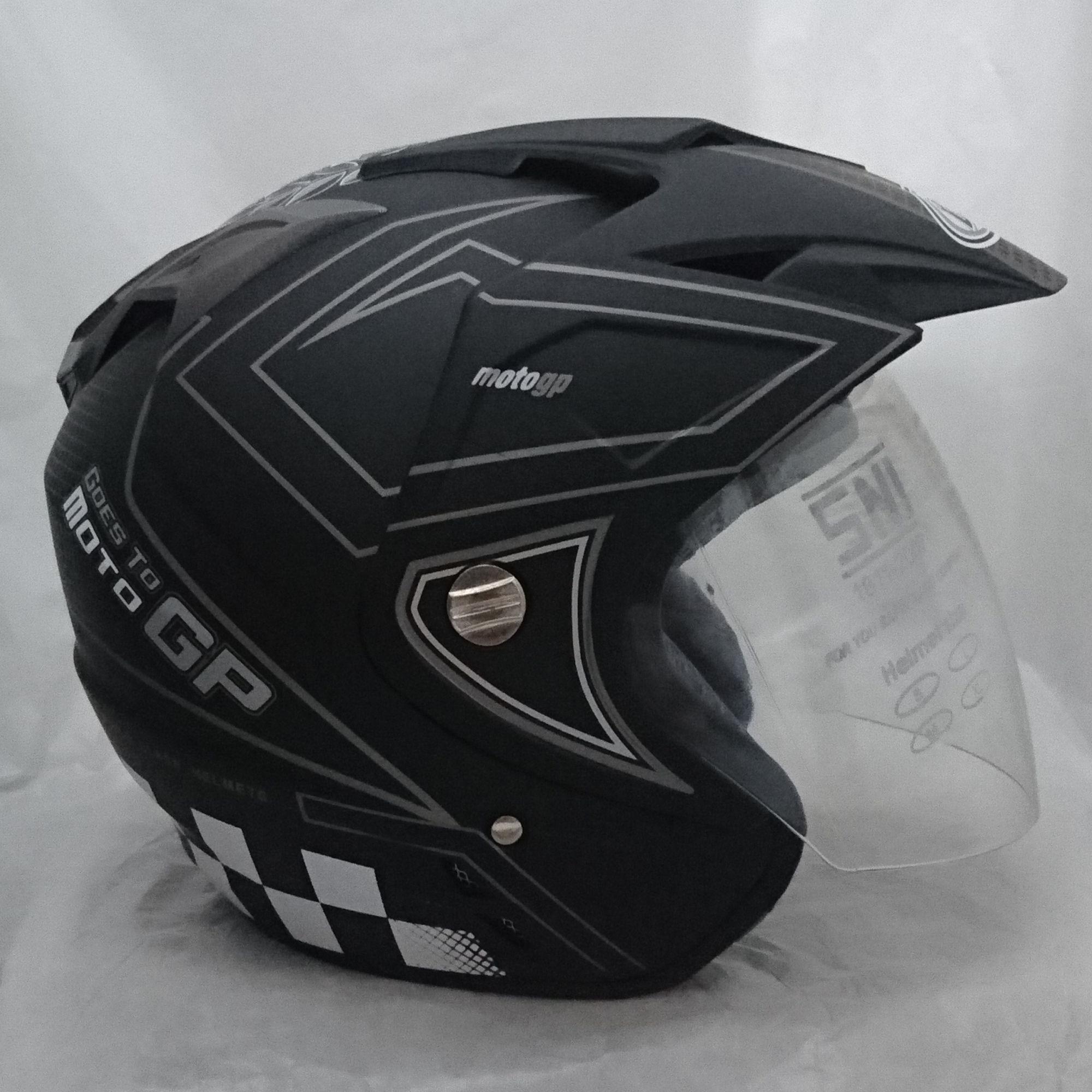 Double Visor Helm DMN MotoGP - Black Doff Abu
