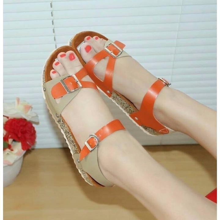 Sandal / Sendal Santai Model Carvil Orange Cream
