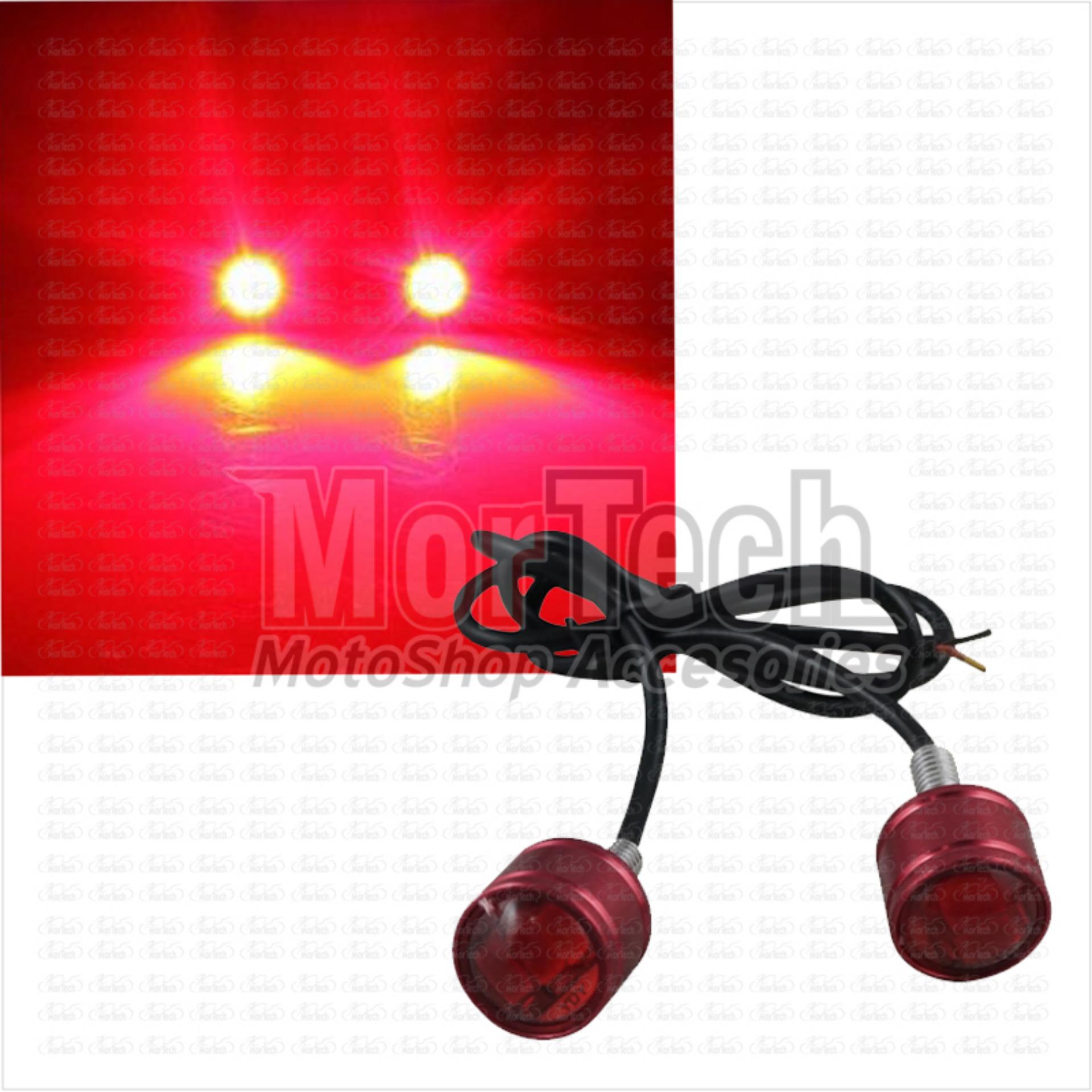 Mortech DRL Lampu Variasi Led Mata Elang Kedip Strobo Motor Scoopy Fi esp Merah