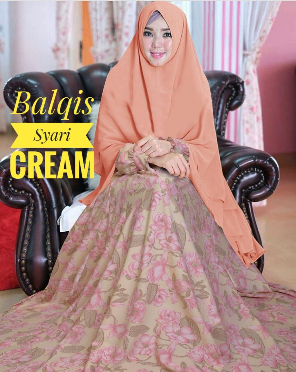 GAMIS BUSUI MURAH / MAXI DRESS PLUS KHIMAR / BAJU MUSLIM MODERN / GAMIS BUSUI PREMIUM BALQIS CREAM PLUS KERUDUNG