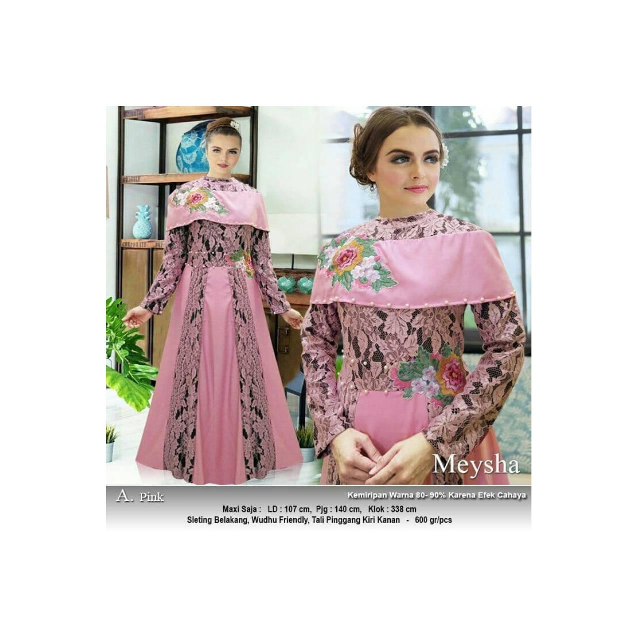 BAJU GAMIS PESTA PERNIKAHAN MUSLIM BROKAT BRUKAT WISUDA MAYANG PINK