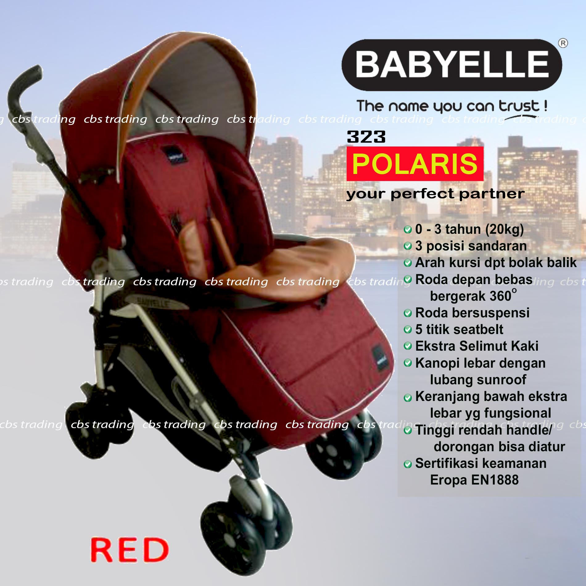 Babyelle New Polaris Stroller Single S-323 - Baby Elle Polaris Baby Stroller - Kereta Dorong Bayi - Merah