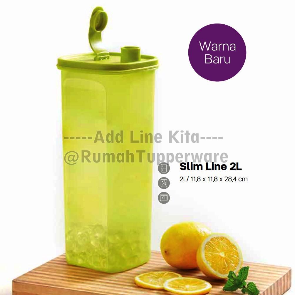 Tupperware Slim Line 2L - Hijau (PROMO) tempat air minum