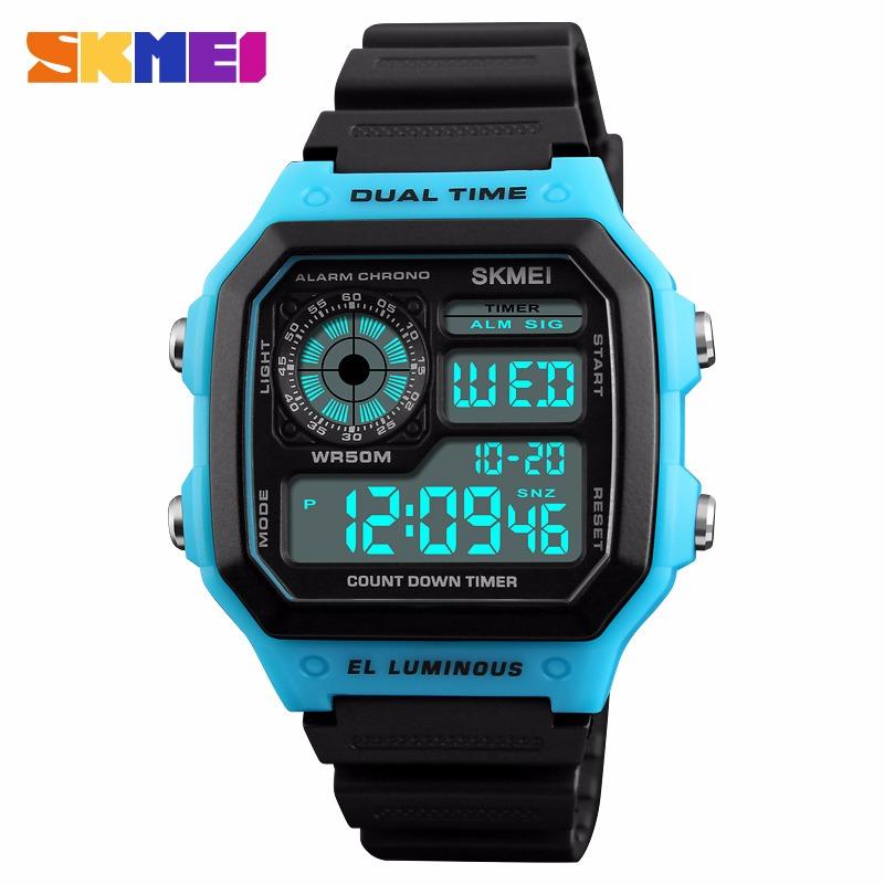 SKMEI Baru Men Sports Watches Hitung mundur Watch Waterproof Rubber Fashion Jam Tangan Digital Jam Pria 1299 - intl