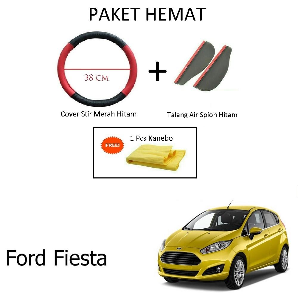 Sarung / Cover Stir / Setir / Steer Mobil Karimun Wagon R Warna Hitam Merah + Talang Air Spion Hitam