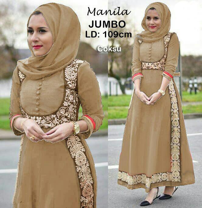 Baju Gamis GAMIS PESTA MANILA COKSU JUMBO