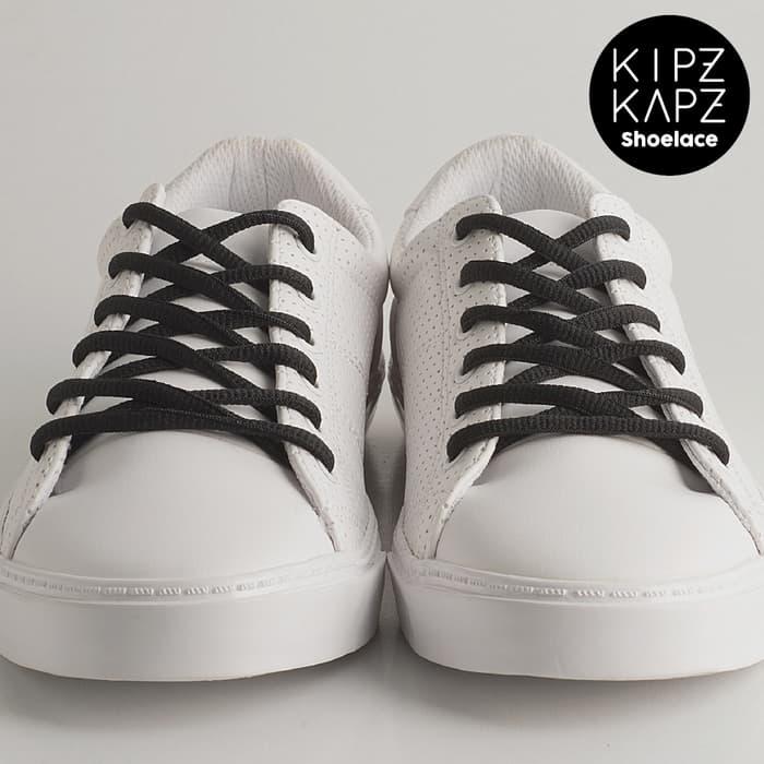 HARGA DISKON!!! BLACK 115cm 140cm Oval Shoelace Tali Sepatu Olahraga HITAM KipzKapz - FO59Jg