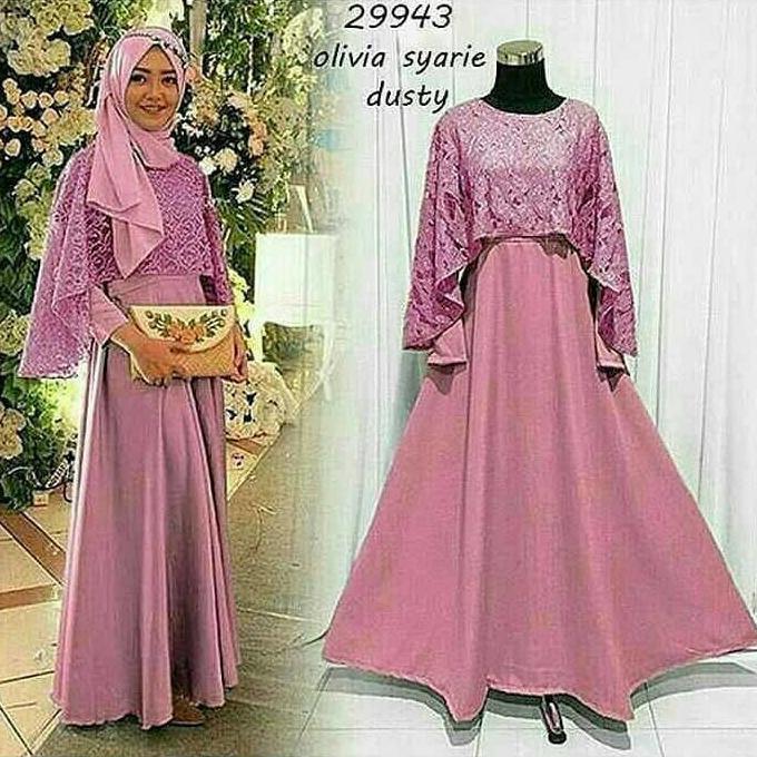 Flash Sale Baju Atasan Muslim Gamis Murah Olivia Syar'I Dusty | Baju Lebaran Muslim Wanita Anak Pria