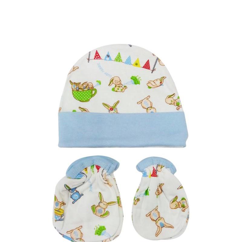 MOMO Baby Topi Set Plus Sarung Tangan Kaki Mamimu Motif Kelinci - Topi Set Bayi