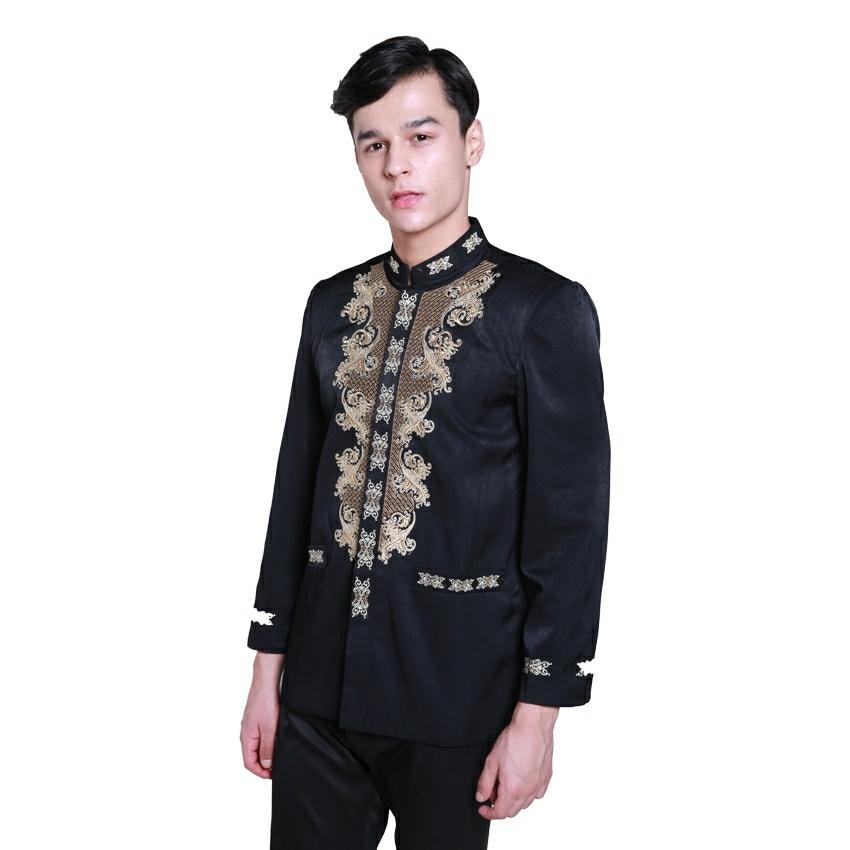 TACs Jas Koko ( JASKO ) Baju lebaran Baju Koko Pakaian Pria long grandad black doff kemeja koko pria warna hitam batik long slevees kemeja fashion atasan pria fashion pria kerah lipat sanghai kemeja distro kemeja kantor kerja fashion formal muslim wear