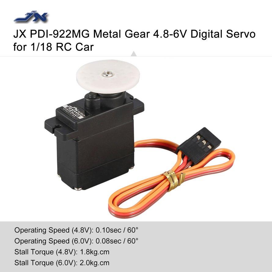 JX PDI-922MG 4.8 V-6 V 2.0Kg Logam Digital Servo Gear untuk 1/18 Sistem Lampu Kedip untuk Helikopter dan Mobil