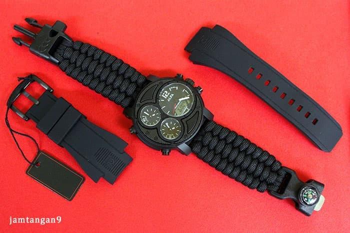 Jam Tangan Survival Paracord Strap ALFA 4 Time (Flint & Compass) / Jam Tangan Pria / Jam Tangan Keren / Jam Tangan Murah / Jam Tangan Outdoor / Jam Tangan Waterproof / Jam Tangan Anti Air / Jam Tangan Survival / Jam Tangan Unik / Jam Tangan Artis