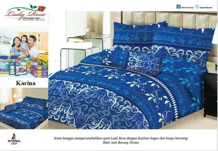 SPREI LADY ROSE KARINA No.2 QUEEN 160 SEPRAI BIRU BATIK MODERN PUTIH Exclusive