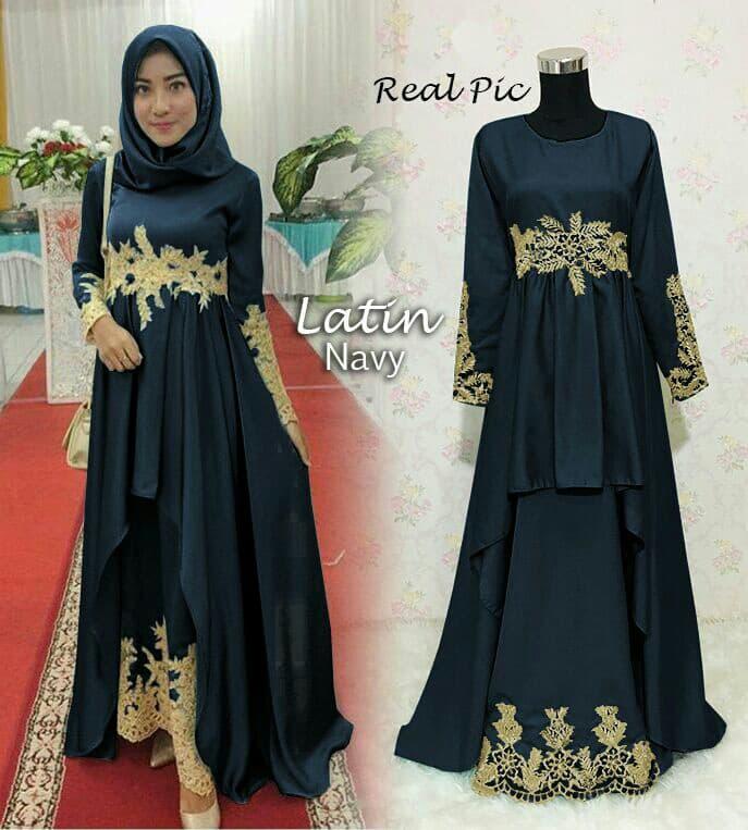 BAJU MUSLIM BAJU MUSLIMAH PESTA LATIN NAVY