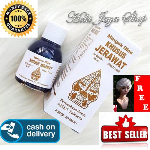 HOKI COD - obat jerawat - Minyak Oles Wayang Khusus Jerawat - 35 ml + Gratis Shower Cap Putih - Premium
