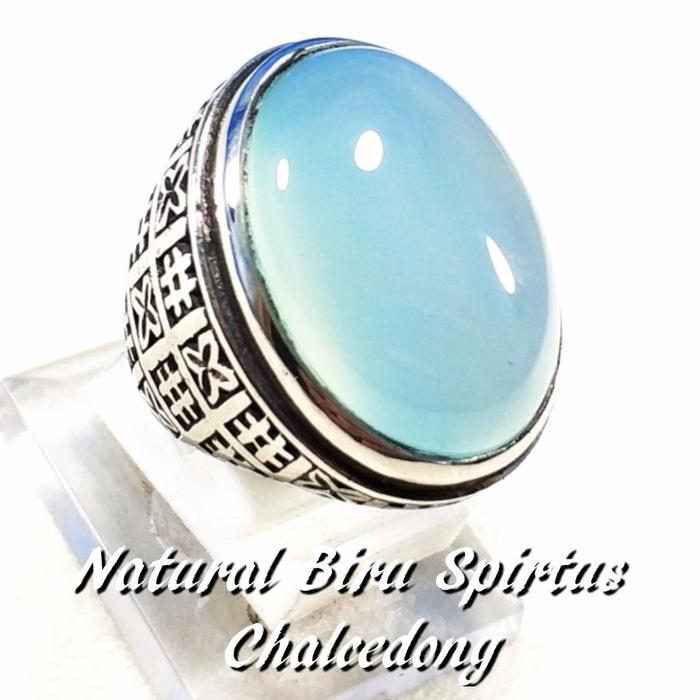 Promo Big Sale Perhiasan Aksesoris As Cincin Batu Akik Natural Biru Spirtus Chalcedony Big Size Mumbul B By Natural Gemshop