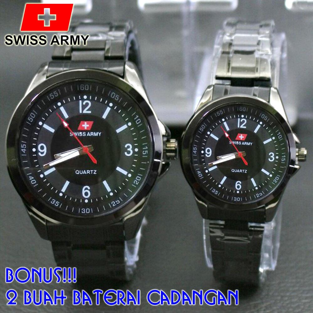 Jam Tangan Pria Swiss Army Couple Rantai Hitam