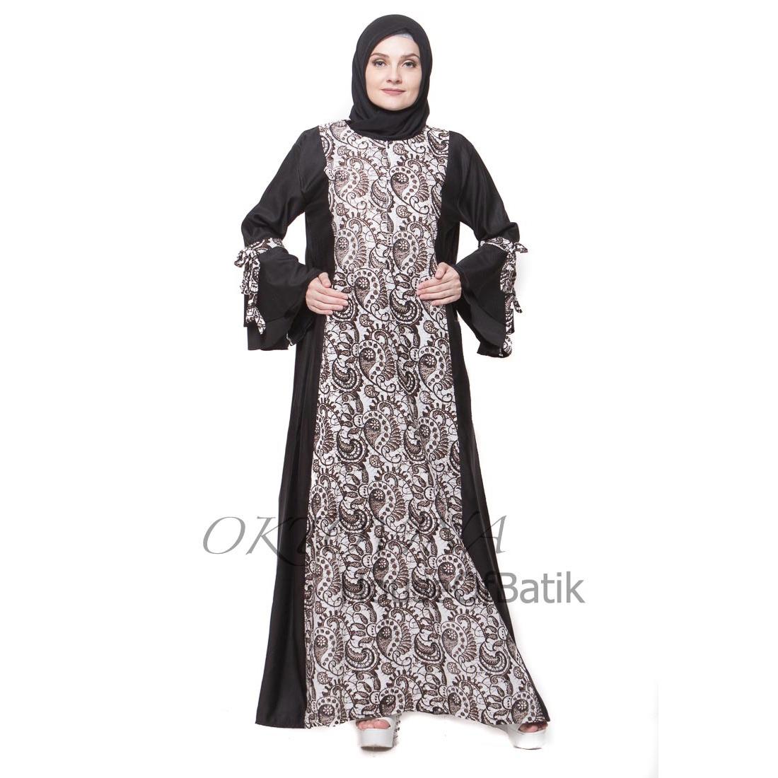 Oktovina-HouseOfBatik Gamis Batik Katun-Balotelli Monokrom - Monochrome Batik GBKB-2 – Hitam Putih / Gamis Batik / Gamis Wanita / Batik Wanita / Baju Batik