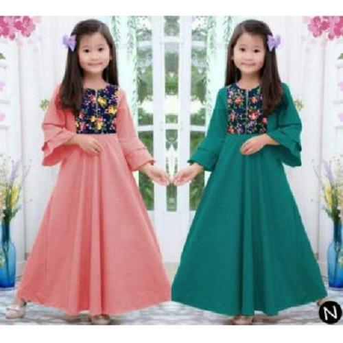 SUPPLIER GROSIR 15045 BAJU MUSLIM ANAK PEREMPUAN MAXI MAXY KIDS LENGAN PANJANG FASHION BUSANA MUSLIMAH CEWEK KEKINIAN TERBARU MURAH TERMURAH BAHAN BALOTELI