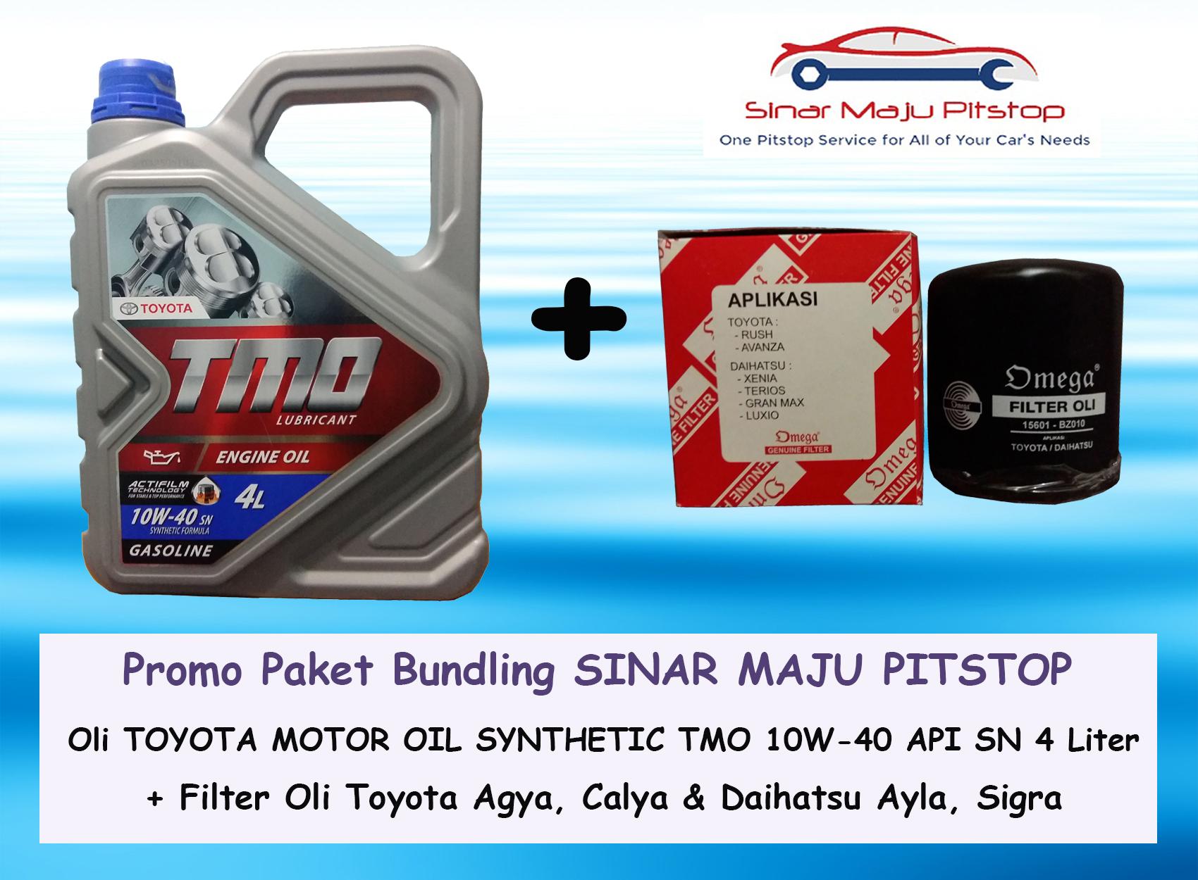PROMO Paket Bundling Oli Mobil TMO TOYOTA MOTOR OIL 10W-40 API SN 4 LITER & Filter Oli Mobil DAIHATSU SIGRA AYLA & TOYOTA CALYA AGYA